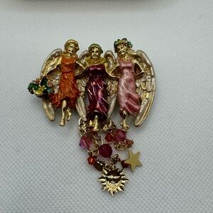 Vintage KIRKS FOLLY BROOCH Soul Sisters Soulmates Angel Pin